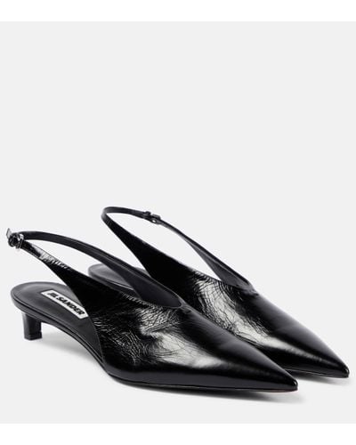 Jil Sander Leather Slingback Court Shoes - Black