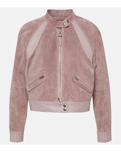 Tom Ford Cropped-Jacke aus Veloursleder - Pink