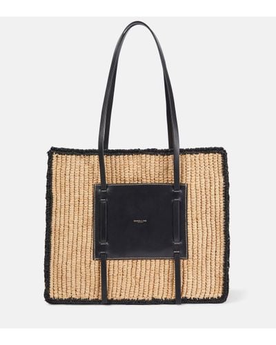 DeMellier London Capri Leather-trimmed Raffia Tote Bag - Natural