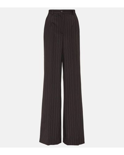 Dolce & Gabbana Pantalon ample raye en laine - Noir