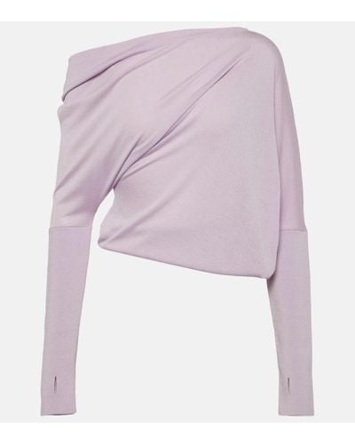 Tom Ford Off-shoulder Cashmere And Silk Sweater - Purple