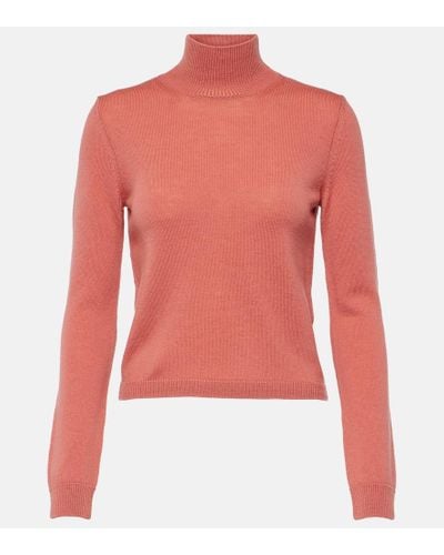 Max Mara Noibe Virgin Wool Turtleneck Sweater - Red