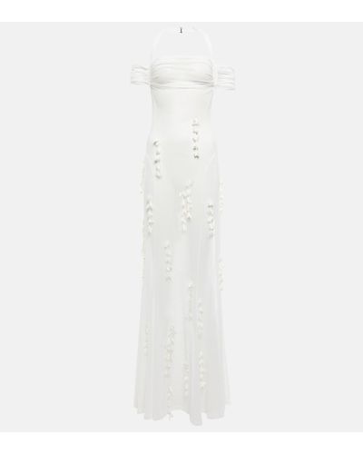 Jacquemus La Robe Mazzolu Embellished Gown - White