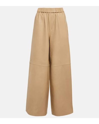 Frankie Shop Pantaloni Sidney a gamba larga in pelle - Neutro