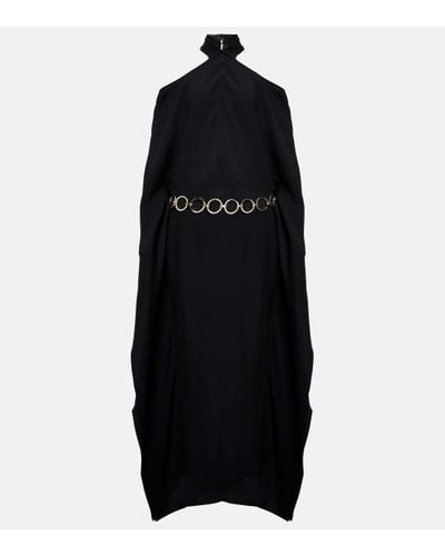 ‎Taller Marmo Mambo Belted Cold-shoulder Crepe Gown - Black