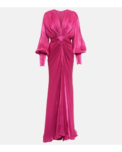 Costarellos Seydoux Satin Georgette Gown - Pink
