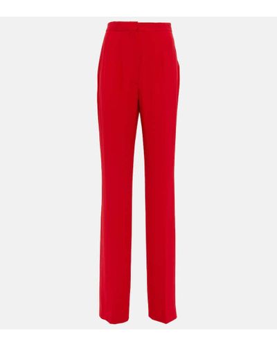 Alexander McQueen Pantalones anchos de tiro alto - Rojo