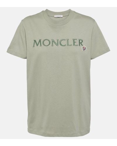 Moncler Logo Embroidered Cotton Jersey T-shirt - Green