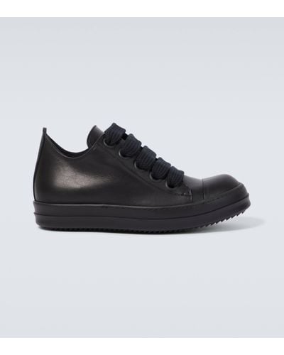 Rick Owens Oversize-shoelace Leather Trainers - Black