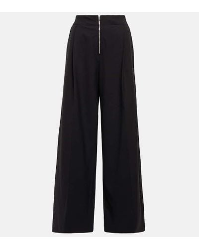 Proenza Schouler High-rise Wide-leg Wool-blend Pants - Black