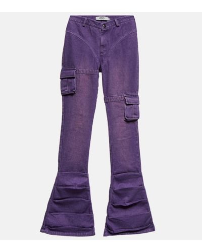 DIDU Gathered Flared Jeans - Purple