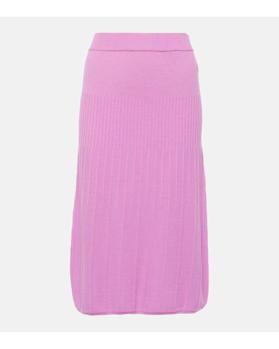 JOSEPH Wool Midi Skirt - Pink