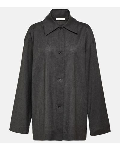 The Row Rigel Silk And Cotton Poplin Shirt - Black
