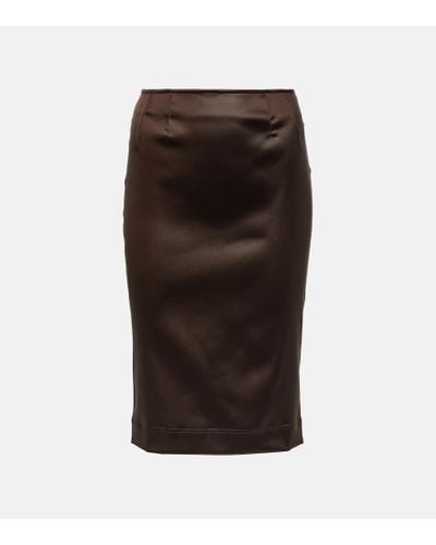 Dolce & Gabbana High-rise Satin Pencil Skirt - Black