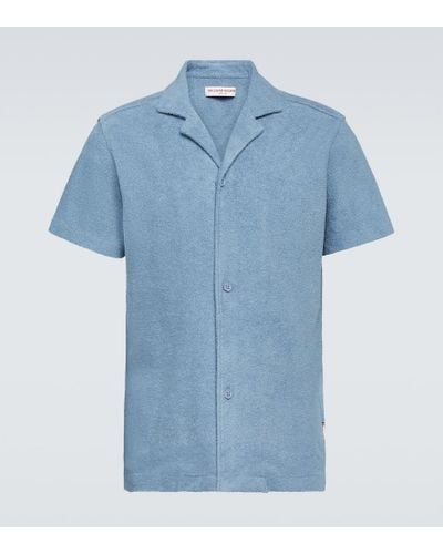 Orlebar Brown Hemd Howell aus Baumwoll-Frottee - Blau