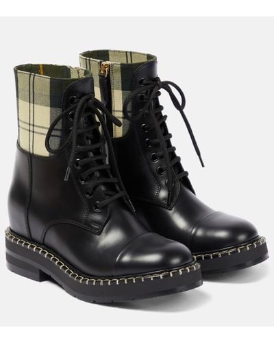 See By Chloé X Barbour Lace-up Leather Ankle Boots - Black