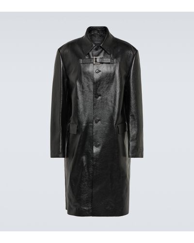 Versace Buckle-detail Leather Coat - Black