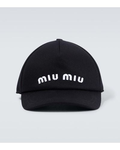 Miu Miu Gorra de algodon con logo - Negro