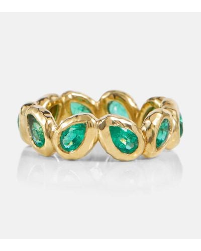 Octavia Elizabeth Nesting Gem 18kt Gold Eternity Ring With Emeralds - Multicolor