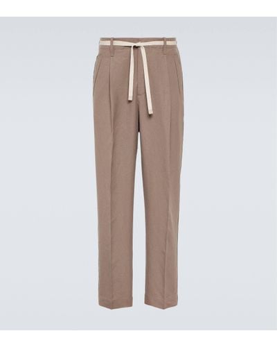 Zegna Linen Straight Trousers - Natural
