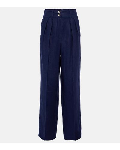 Loro Piana Linen Wide-leg Pants - Blue