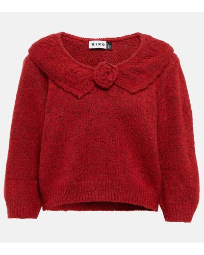 RIXO London Serenity Metallic-knit Jumper - Red