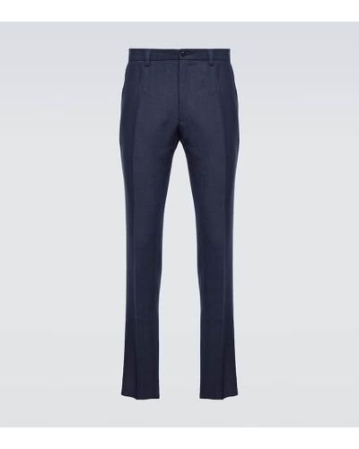 Dolce & Gabbana Pantalones slim de lino - Azul