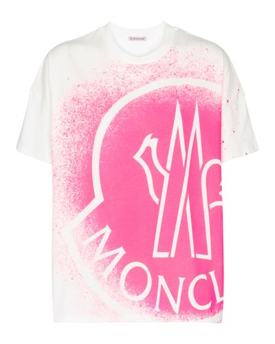 Moncler T-shirt in cotone con stampa - Rosa
