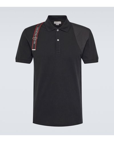 Alexander McQueen Harness Cotton Polo Shirt - Black