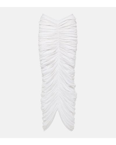 Khaite Laure Ruched Silk-blend Maxi Skirt - White