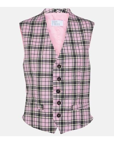 GIUSEPPE DI MORABITO Checked Wool Vest - Pink