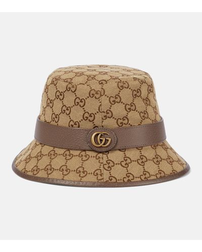 Gucci Logo-pattern Cotton-blend Bucket Hat - Brown