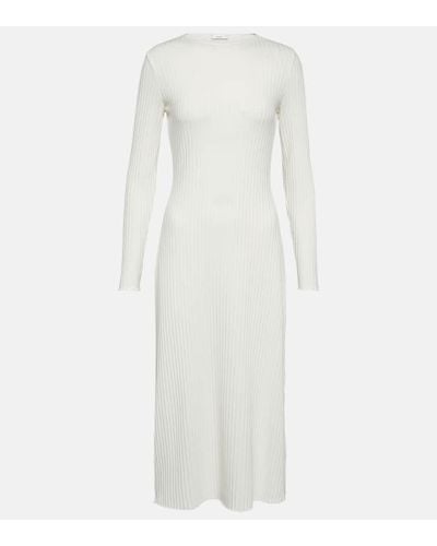 Vince Ribbed-knit Cotton-blend Midi Dress - White