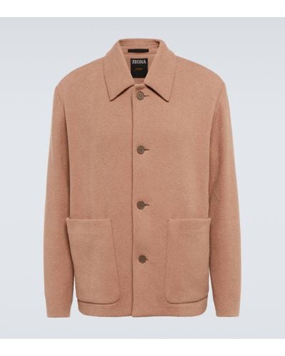 Zegna Cotton Boucle Jacket - Brown