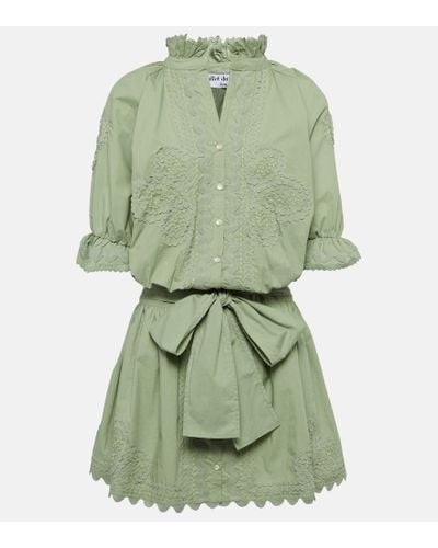 Juliet Dunn Hemdblusenkleid aus Baumwollpopeline - Grün