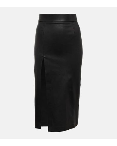 Stouls Lea Leather Midi Skirt - Black