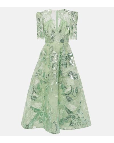 Elie Saab Sequin-embellished Embroidered Tulle Midi Dress - Green