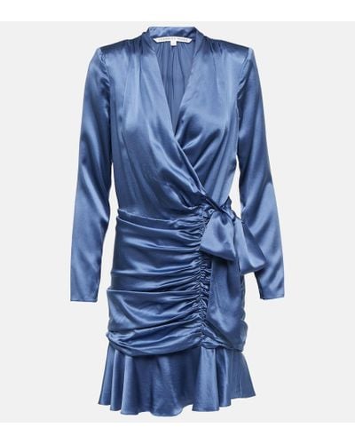 Veronica Beard Agatha Silk-blend Satin Wrap Dress - Blue