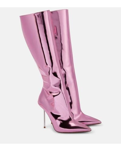 Paris Texas Lidia Mirrored Leather Knee-high Boots - Pink