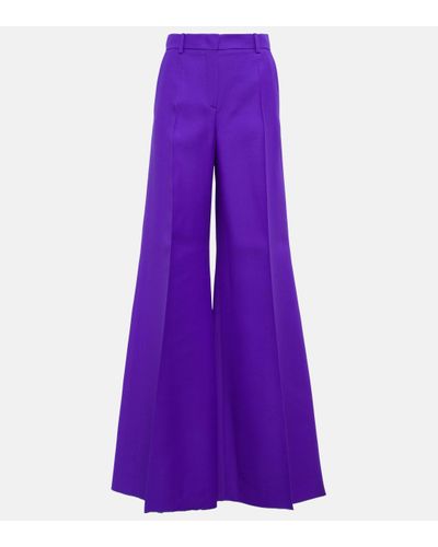 Valentino Crepe Couture Wide-leg Trousers - Purple