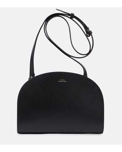 A.P.C. Demi-lune Leather Shoulder Bag - Black