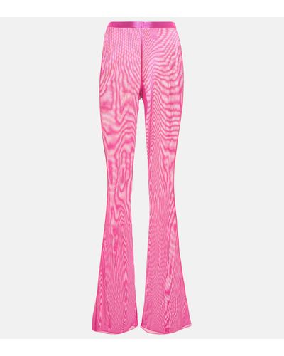 Oséree Oseree High-rise Flared Lame leggings - Pink