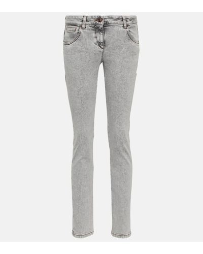 Brunello Cucinelli Low-rise Skinny Jeans - Grey