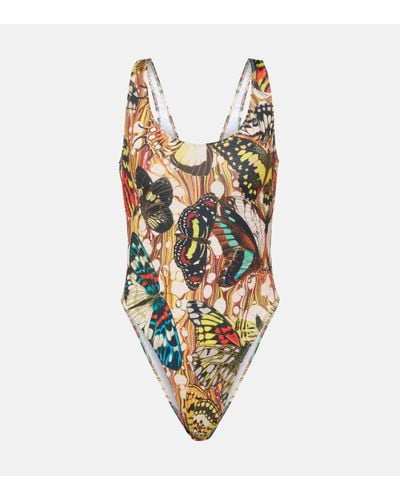 Jean Paul Gaultier Papillon Printed Swimsuit - Metallic