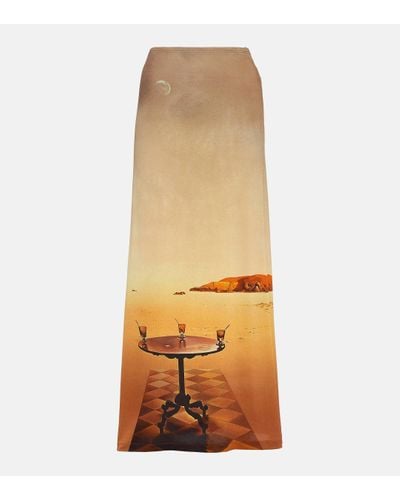 Rabanne Jupe longue imprimee Dali's Sun-table - Neutre