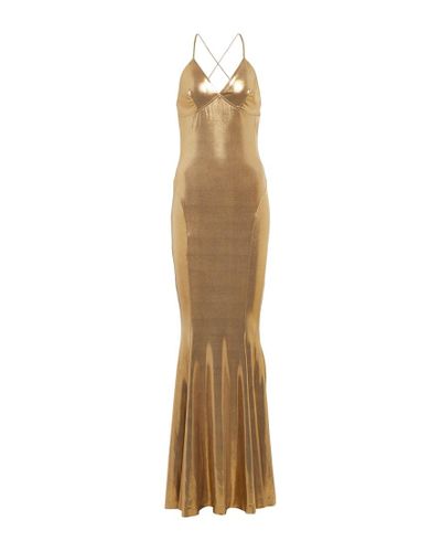 Norma Kamali Lame Fishtail Slip Gown - Natural