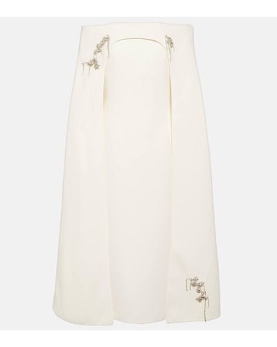 Safiyaa Bridal Caped Embellished Midi Dress - Natural