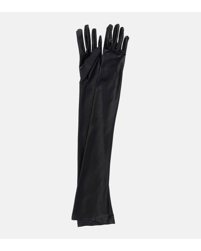 Saint Laurent Satin Gloves - Black