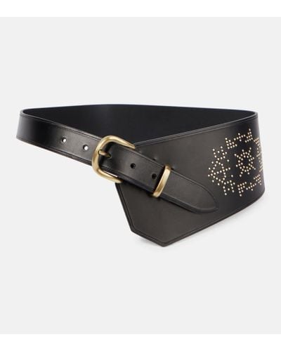 Isabel Marant Belly Asymmetric Leather Belt - Black