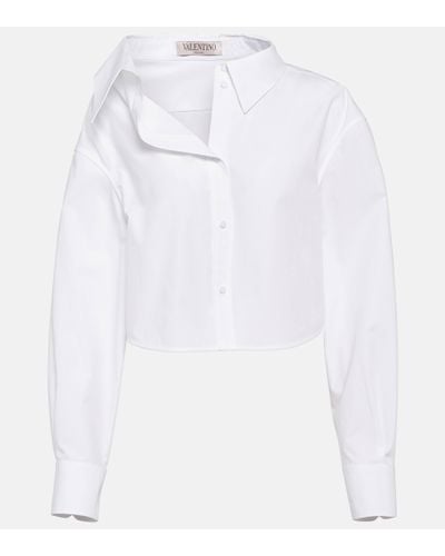 Valentino Asymmetric Cropped Cotton Shirt - White